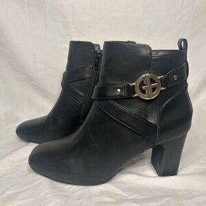Gianni Bini Black Ankle Booties with Buckle Detail
